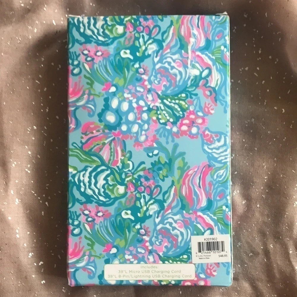 Brand New Lily Pulitzer Aqua La Vista Mobile Charger w/ USB Charging Cord